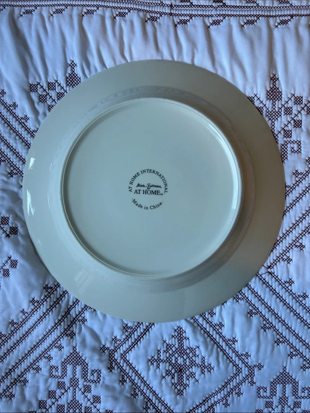 Crate&Barrel Trish Richman 12 inch White Serving Platter w/ Red Reindeer Sketch